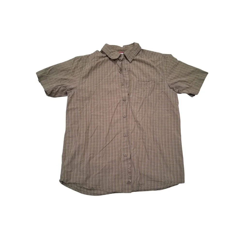 The North Face Mens Tan Yellow Plaid Short Sleeve Button Down Shirt Size Medium